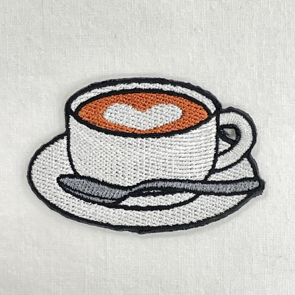 コーヒーカップ　ソーサー付き　カフェ　Coffee cup　刺繍　ワッペン　アップリケ　シール可