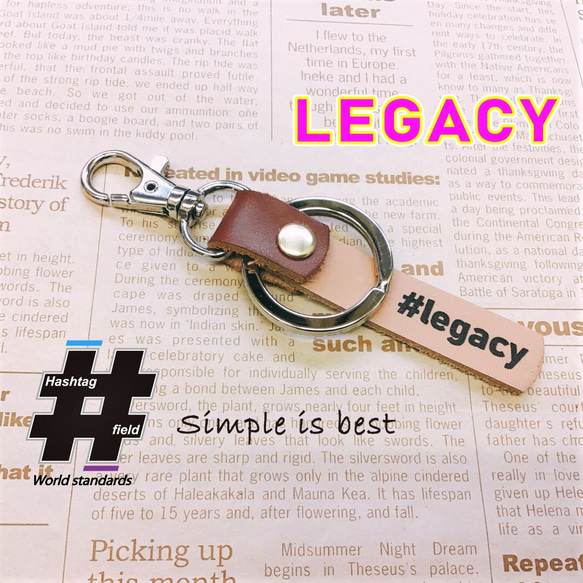 #LEGACY 本革ハンドメイド ハッシュタグキーホルダー レガシィ レガシー スバル