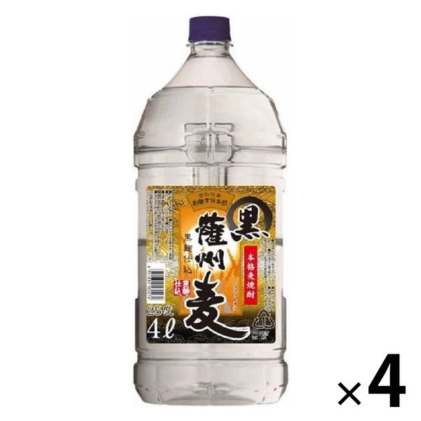 若松酒造 黒薩州麦 25度 4000ml 1セット（4本） 焼酎 麦