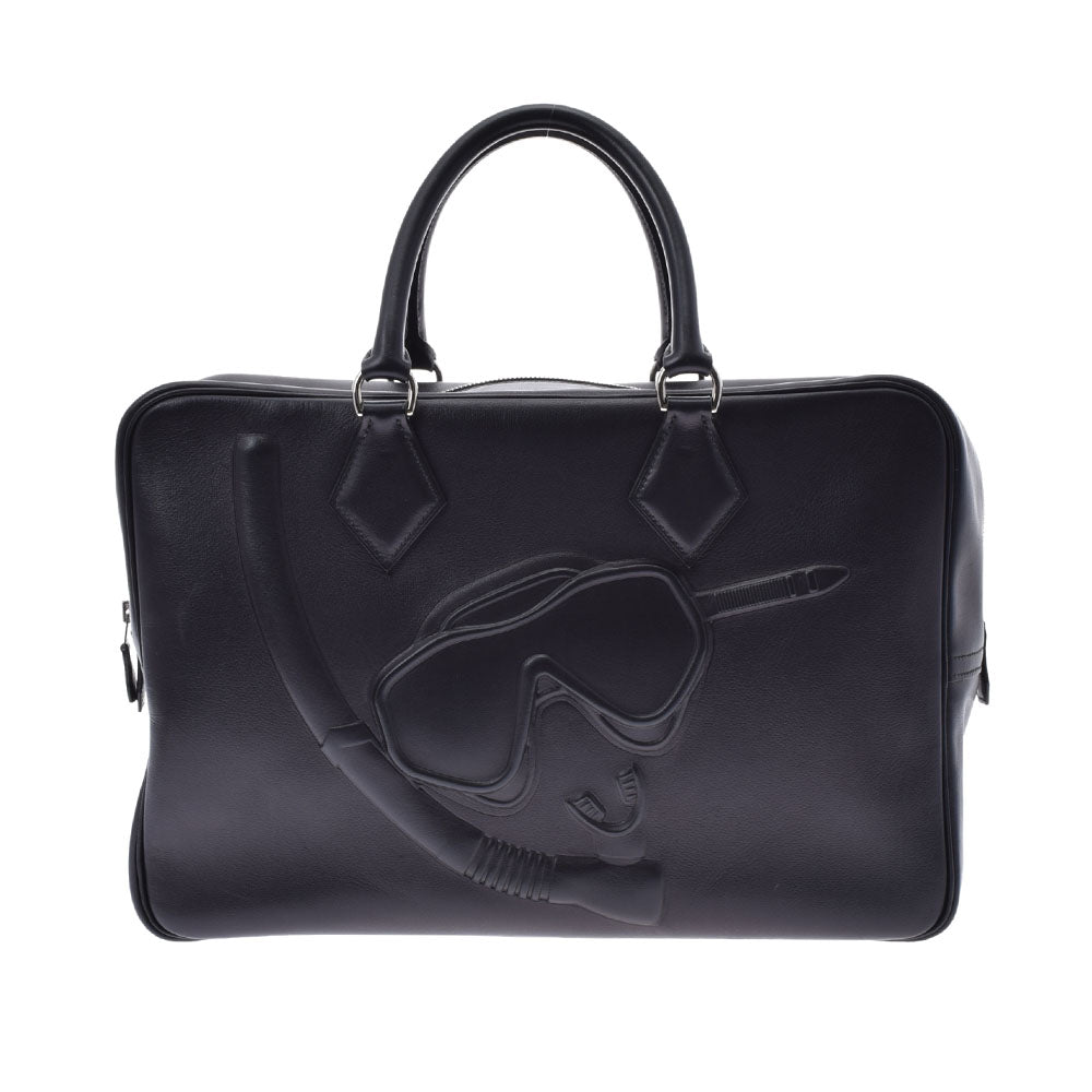 HERMES エルメス プリュム 40 ドクターノオ 黒 シルバー金具 C刻印(2018年頃) ユニセックス レザー ビジネスバッグ Aランク 中古 