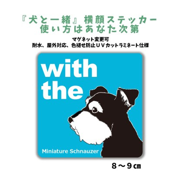 【再販】ミニチュアシュナウザー DOG IN CAR 『犬と一緒』横顔ステッカー 車 玄関