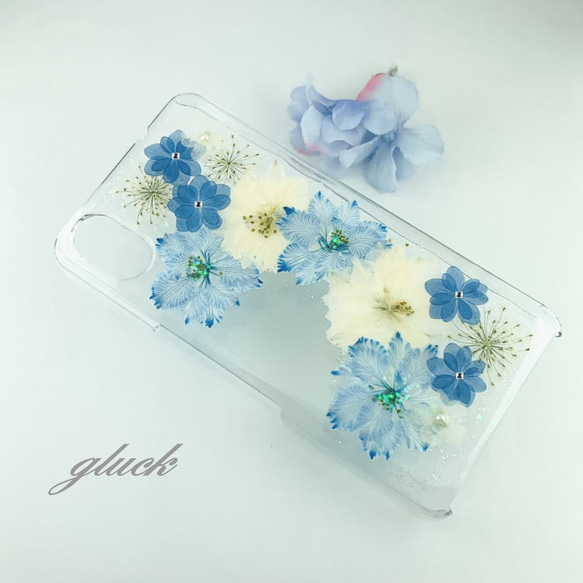 【ほぼ全機種対応スマホケース❁】押し花スマホケース NO.504 押し花＆レジン iPhone/Xperia他