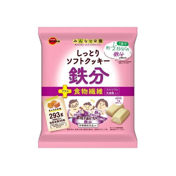 ブルボン しっとりソフトクッキー 鉄分+食物繊維 キャラメル味 FC653NL