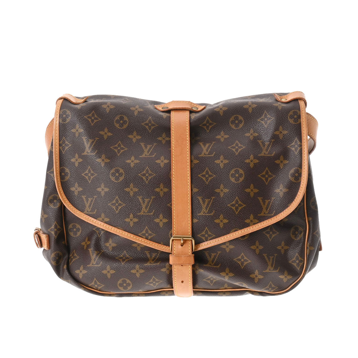 LOUIS VUITTON ルイヴィトン モノグラム ソミュール 35 ブラウン M42254 レディース モノグラムキャンバス ショルダーバッグ Bランク 中古 