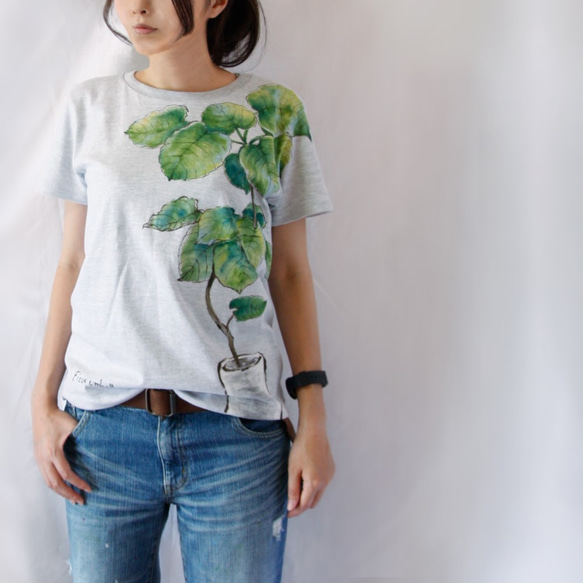 観葉植物 フィカス・ウンベラータ 手描きTシャツ