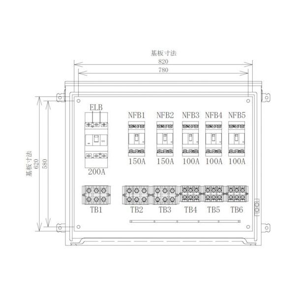 セフティー電気用品 セフティー 仮設動力分電盤 P200ーN5 5回路(150A×2)(100A×3) P200-N5 1個（直送品）