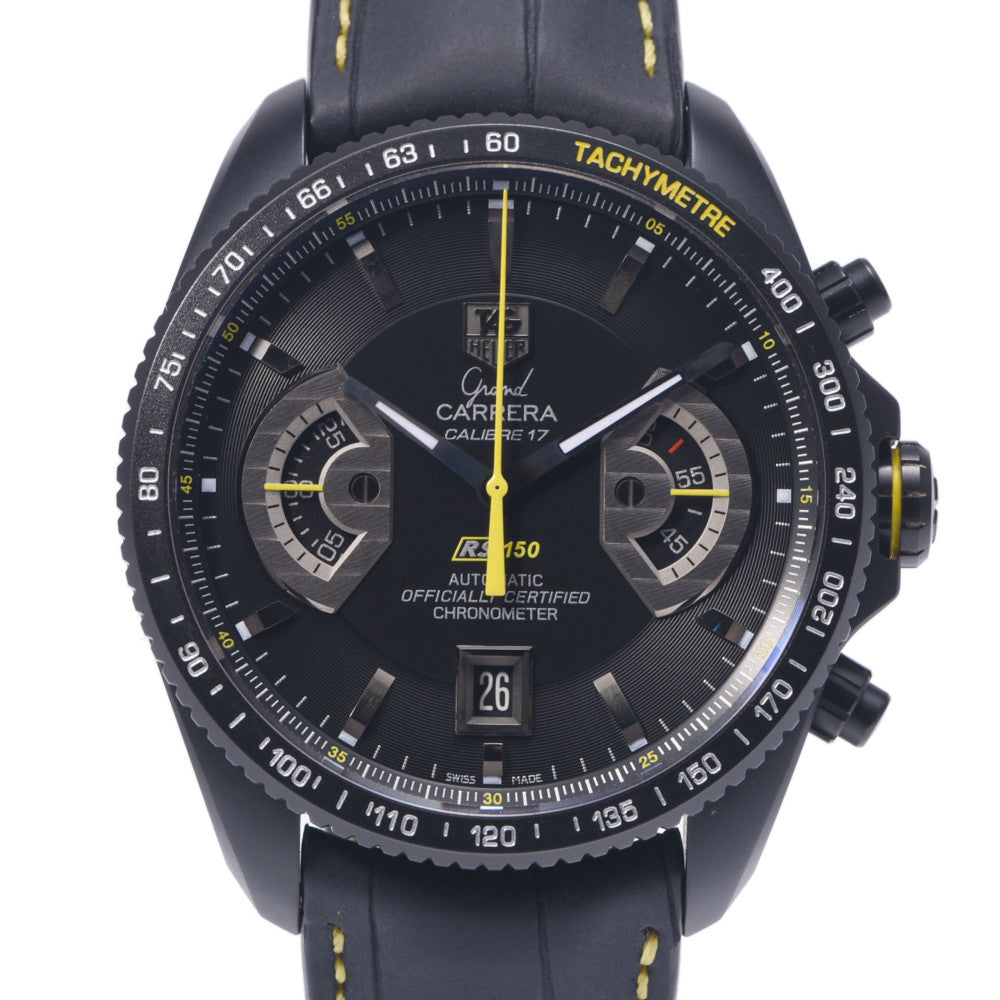 TAG HEUER タグホイヤー グランドカレラ 150本限定 CAV518JTI メンズ TI/ラバー 腕時計 自動巻き 黒文字盤 Aランク 中古 