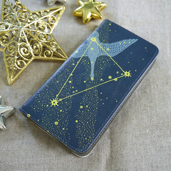 【SALE】ベルトなし手帳型スマホケース「summer triangle」Mサイズ