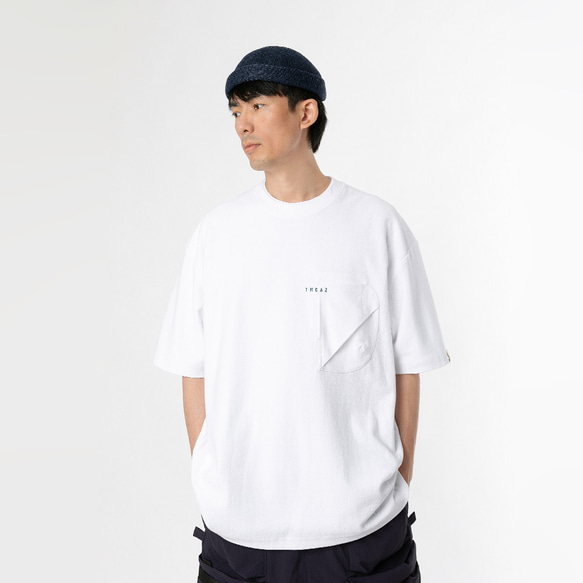 TMCAZ 3D Dual-Pocket Tee [ホワイト] 立体シルエット ダブルポケット ゆったり半袖Tシャツ 綿100％