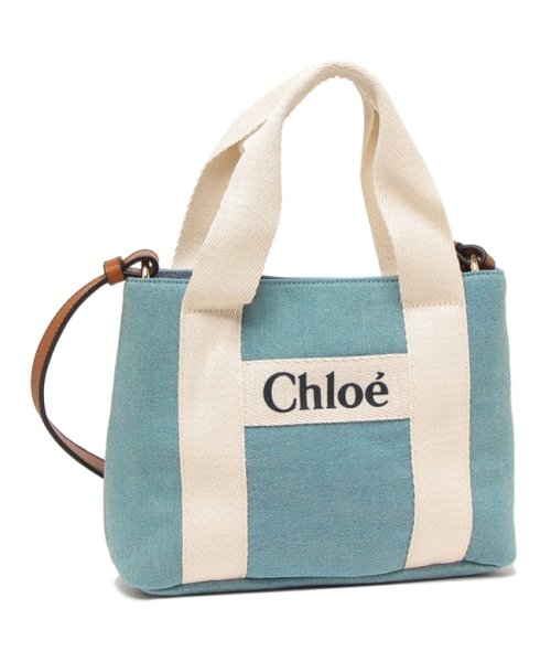 クロエ トートバッグ ショルダーバッグ キッズ ガールズ ブルー ホワイト レディース CHLOE C20046 Z10