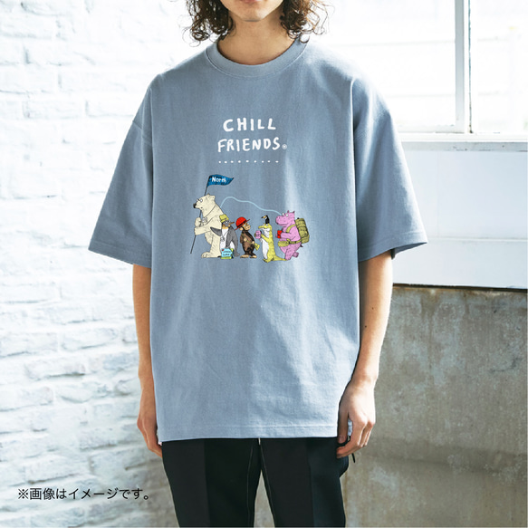 厚みのあるBIGシルエットTシャツ/「CHILL FRIENDS 北極への旅。」/送料無料