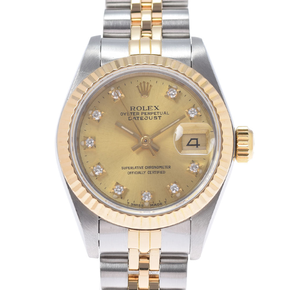 ROLEX ロレックス デイトジャスト 10Pダイヤ 69173G レディース YG/SS 腕時計 自動巻き シャンパン文字盤 Aランク 中古 