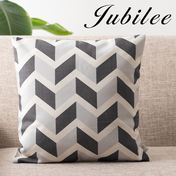 Jubilee リネンクッションカバー 北欧柄 グレーブラック ディレクション jubileecushionCC026w