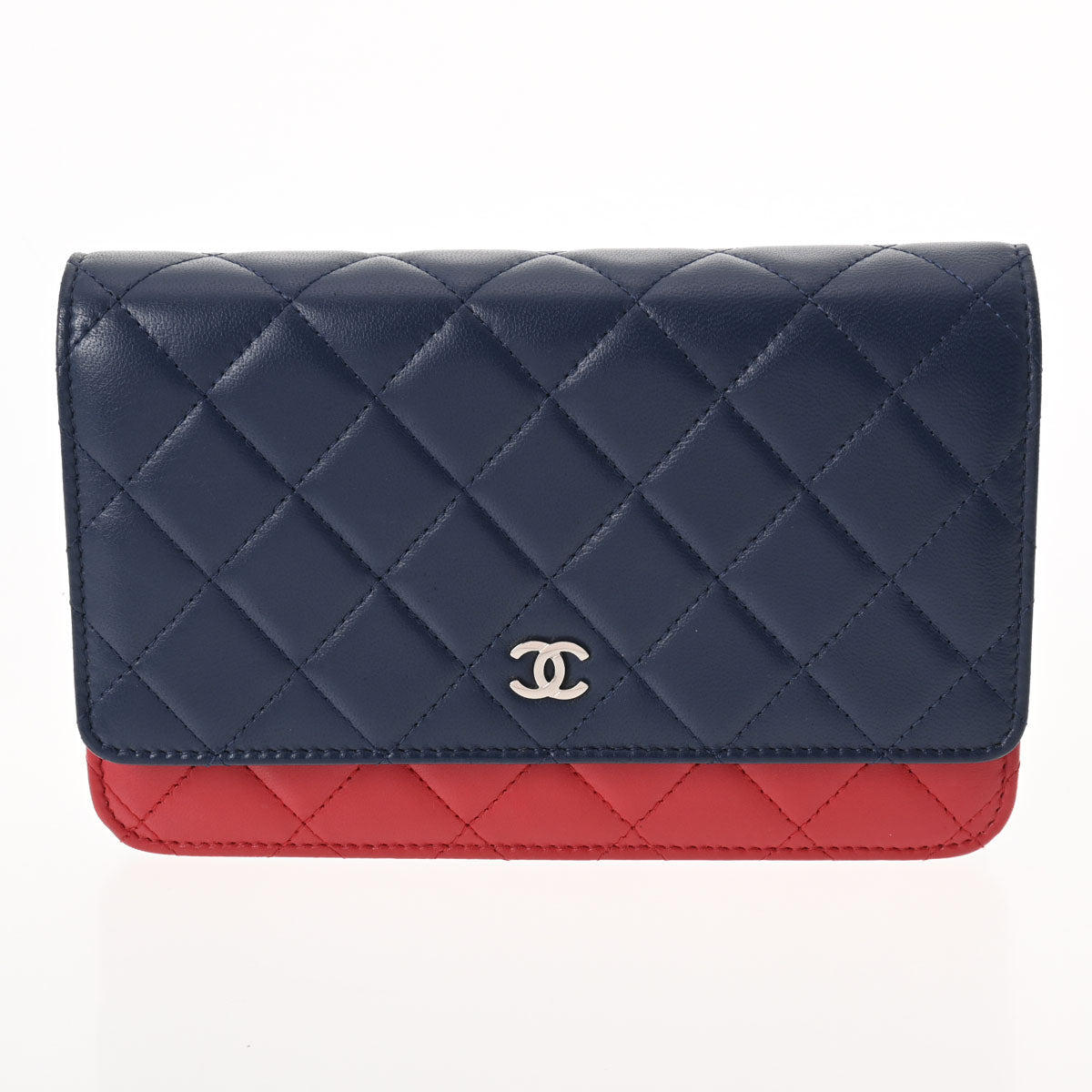 CHANEL シャネル マトラッセ チェーンウォレット トリコロール シルバー金具 レディース ラムスキン ショルダーバッグ Aランク 中古 