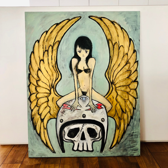 188 ☆SALE Untitled ( woman on the skull with wings/ Leda )