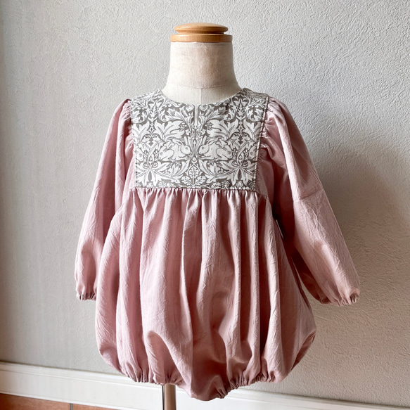 puffed sleeves romper／William Morris Brother rabbit／ロンパース