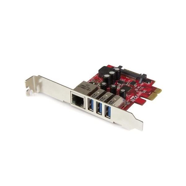 3ポートUSB 3.0/ 1ポートギガビットイーサネット増設PCI Expressインターフェースカード PEXUSB3S3GE 1個（直送品）