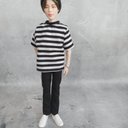 BTSマテルドール 服 ボーダー半袖Tシャツ＋黒パンツ ハンドメイド