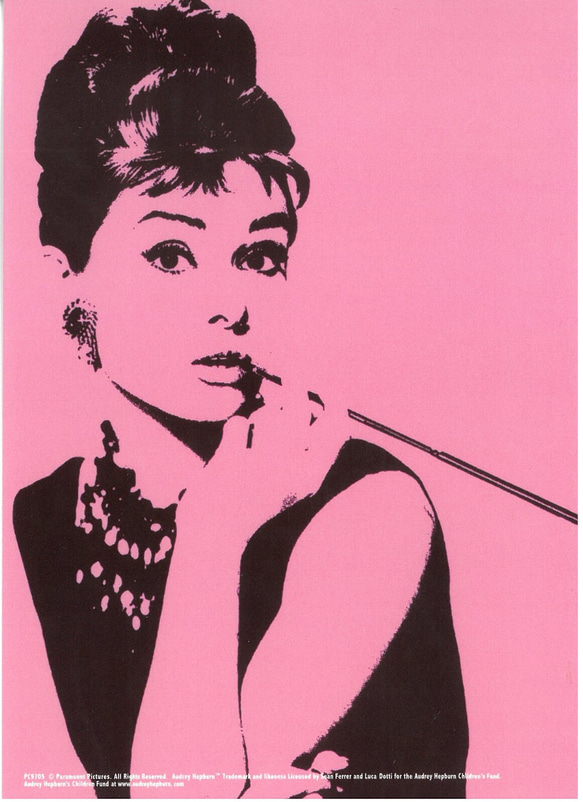 新入荷！イギリス！『 AUDREY HEPBURN オードリー・ヘプバーン　ポストカード　ピンク②』 ～同柄2枚セット～