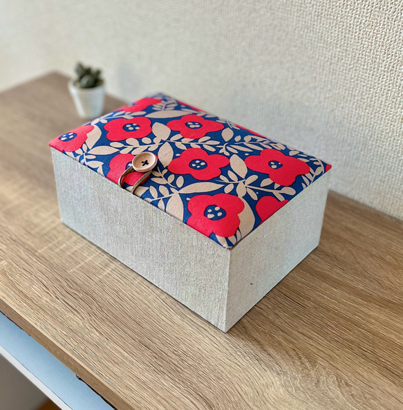 Flowerインテリアボックス［R］〈Lサイズ〉裁縫箱・収納ケース（カルトナージュ）【仕切り箱別売り】