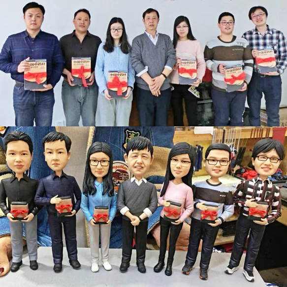 【オーダーメイド】お写真入から 3D肖像画 似顔絵 写真 人形 フィギュア 大人数/家族写真 イラスト 家族コーデ