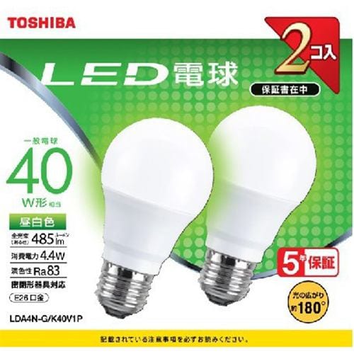 東芝 LDA4N-G／K40V1P 40W 広配光 N色 2P