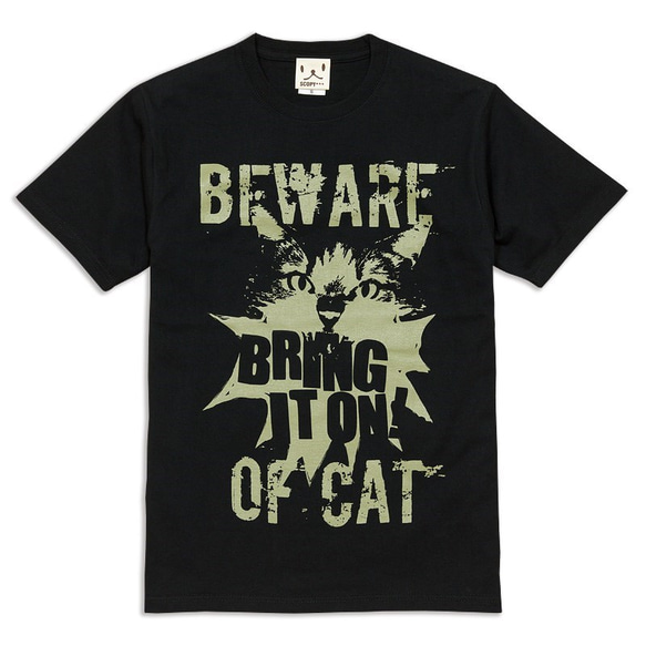 SCOPYネコTシャツ「BEWARE OF CAT」ブラック