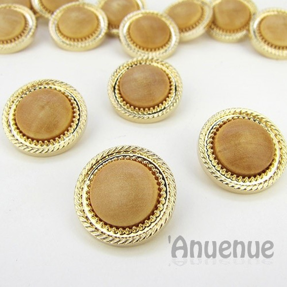 ナチュラルウッドボタン 23mm【Double relief/Beige】4個