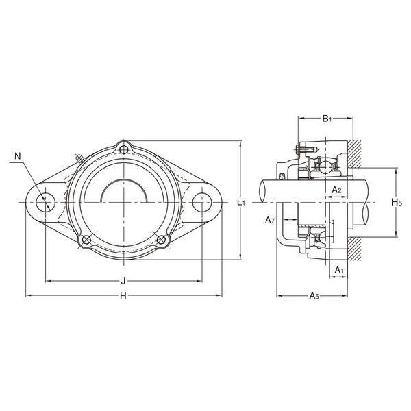 旭精工 ひしフランジ形ユニット UKFL+H形 アダプタ付き、テーパ穴形 CUKFL317CN 1個（直送品）