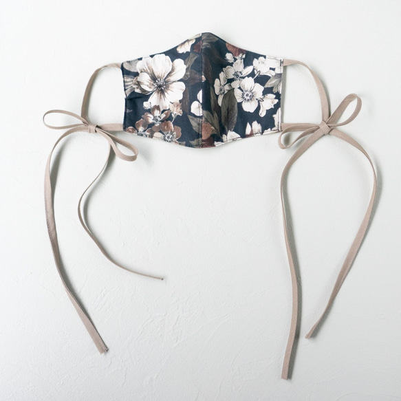 【SALE】cotton print  triple gauze ribbon mask  (chic-be)