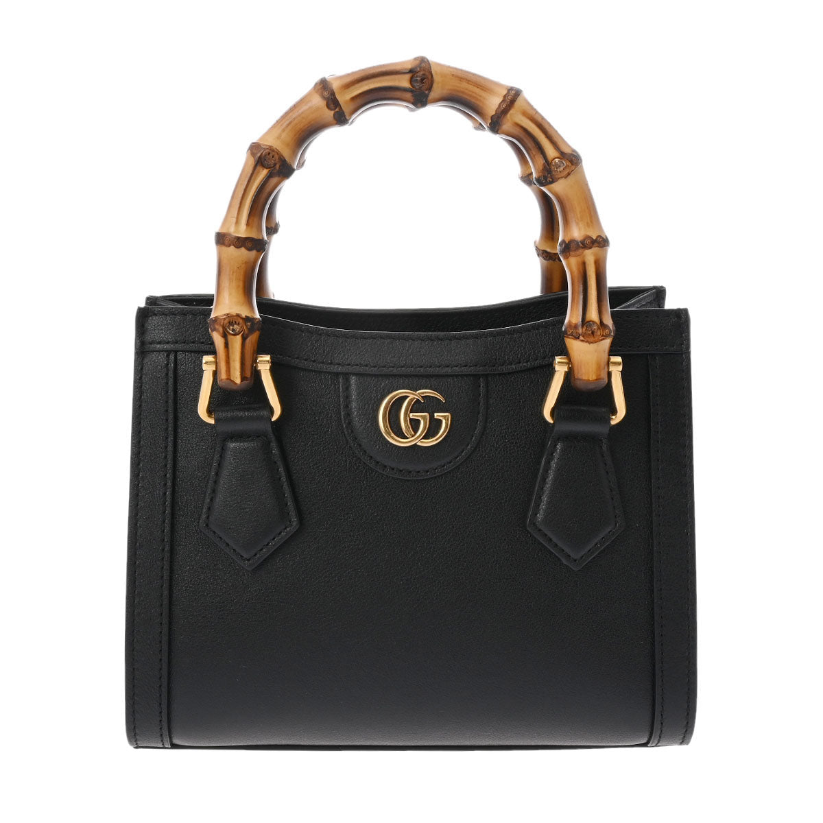 GUCCI グッチ ダイアナ ミニトートバッグ ブラック/イエロー ゴールド金具 655661 レディース レザー ハンドバッグ 新同 中古 