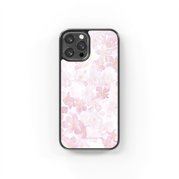 【当日配送】　耐衝撃iPhoneケース　環境にやさしい　桜　水彩　春　ピンク　可愛い　おしゃれ　1000100101