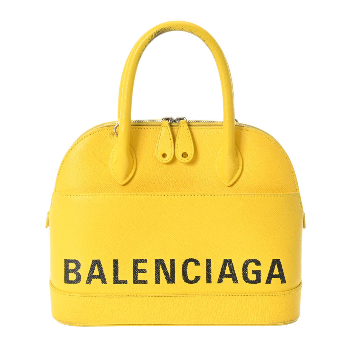 【2025カレンダーの人気アイテム】 BALENCIAGA バレンシアガ ヴィル トップハンドル S イエロー シルバー金具 レディース カーフ ハンドバッグ Bランク 中古 _画像1