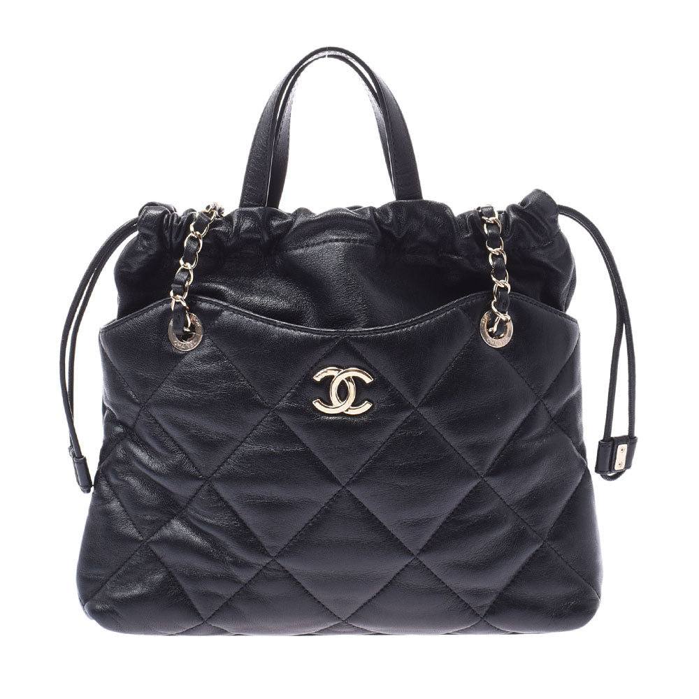 CHANEL シャネル マトラッセ 2WAYバッグ 黒 ゴールド金具 レディース ラムスキン ハンドバッグ Aランク 中古 