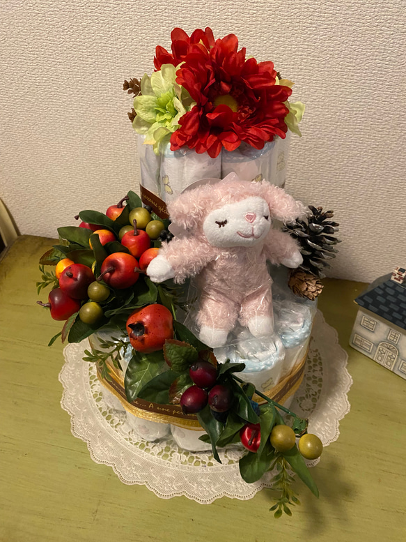 おむつケーキ2段クリスマスプレゼントにも❣️