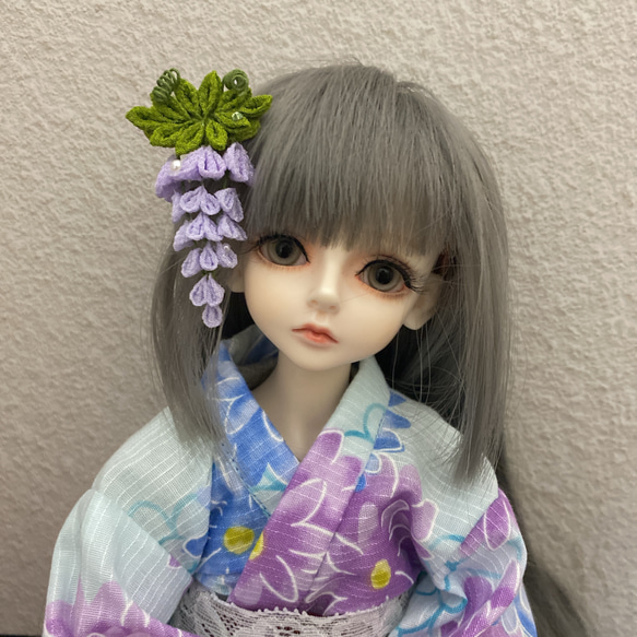 【つまみ細工・藤の花】球体関節人形MSD SDM MDD 40cmドール用髪飾り