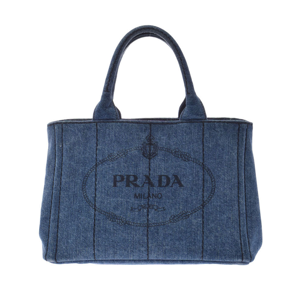 PRADA プラダ カナパミニ デニムファブリック 2WAY ネイビー ゴールド金具 1BG439 レディース デニム ハンドバッグ Bランク 中古 