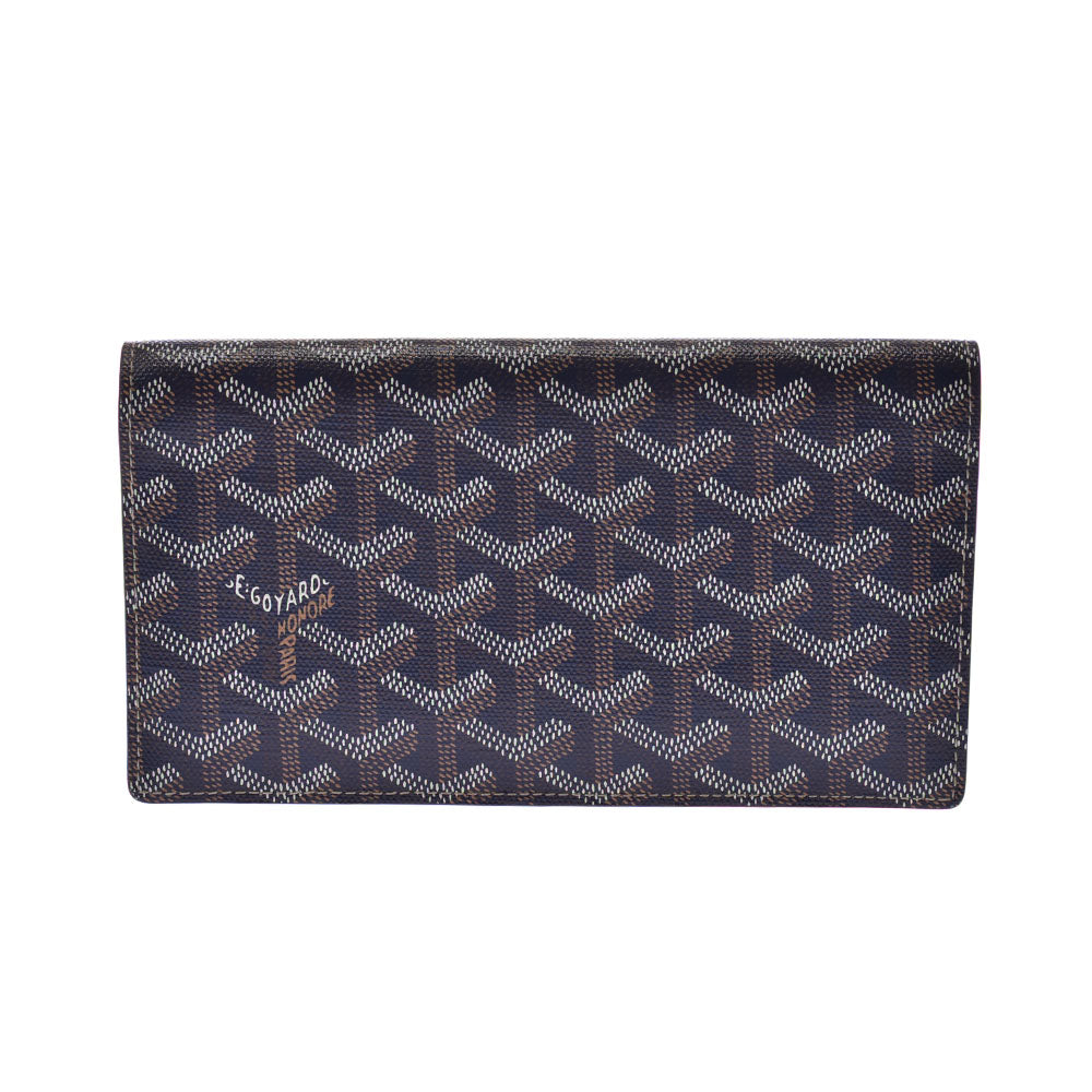 GOYARD ゴヤール リシュリュー 二つ折長財布 ネイビー ユニセックス PVC/レザー 長財布 Aランク 中古 