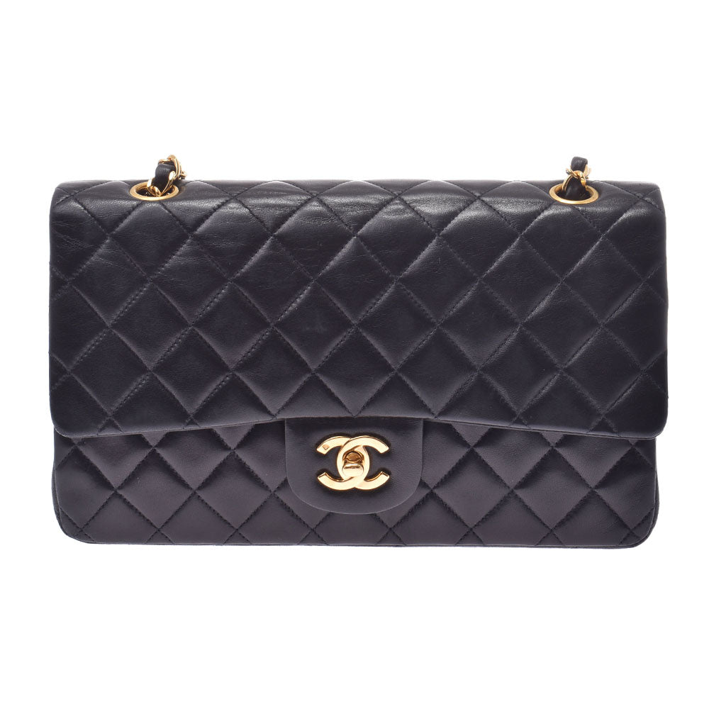 CHANEL シャネルチェーンショルダーバッグ  14143 黒 ゴールド金具 レディース ラムスキン ショルダーバッグ  中古