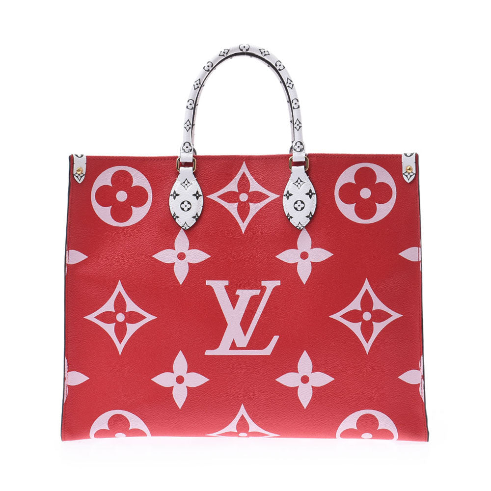 LOUIS VUITTON ルイヴィトン モノグラム オンザゴーGM マルチカラー 赤×ピンク×オレンジ M44569 ユニセックス モノグラムジャイアント 2WAYバッグ 新同 中古 