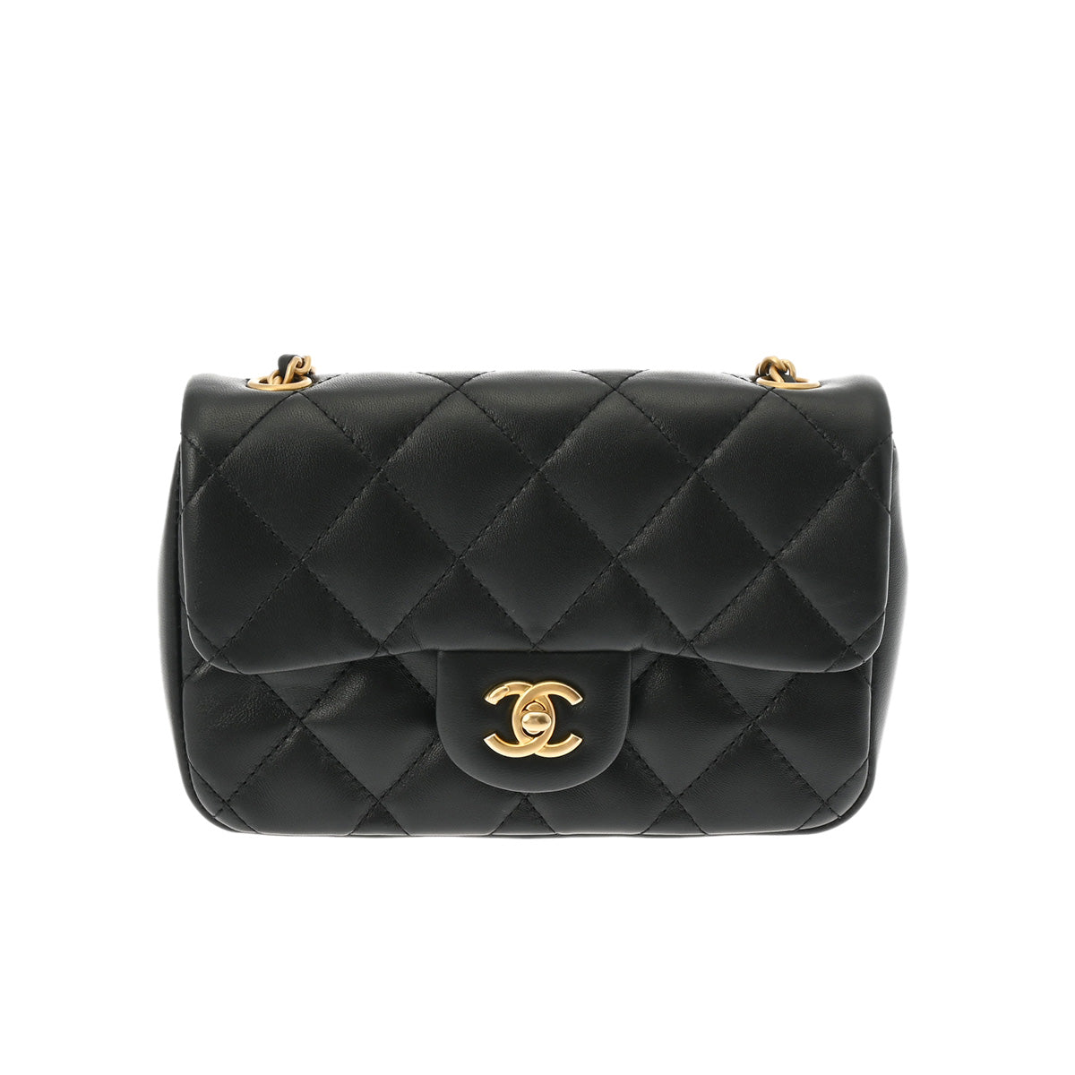 CHANEL シャネル マトラッセ ミニフラップバッグ 18cm ブラック ゴールド金具 AS2431 レディース ラムスキン ショルダーバッグ Aランク 中古 