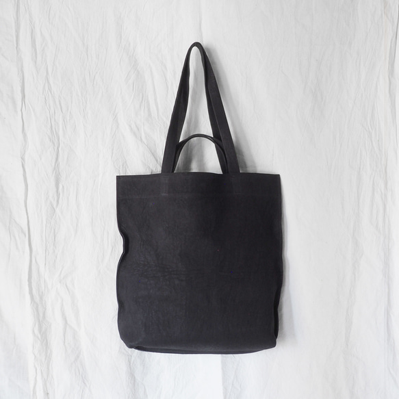 ＜即納＞Double handle leather tote（Nero）/カンガルー革/ユニセックス/T077