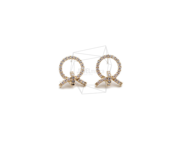 ERG-2103-G【2個入り】キュービックラウンドピアス/Cubic Round Post Earrings