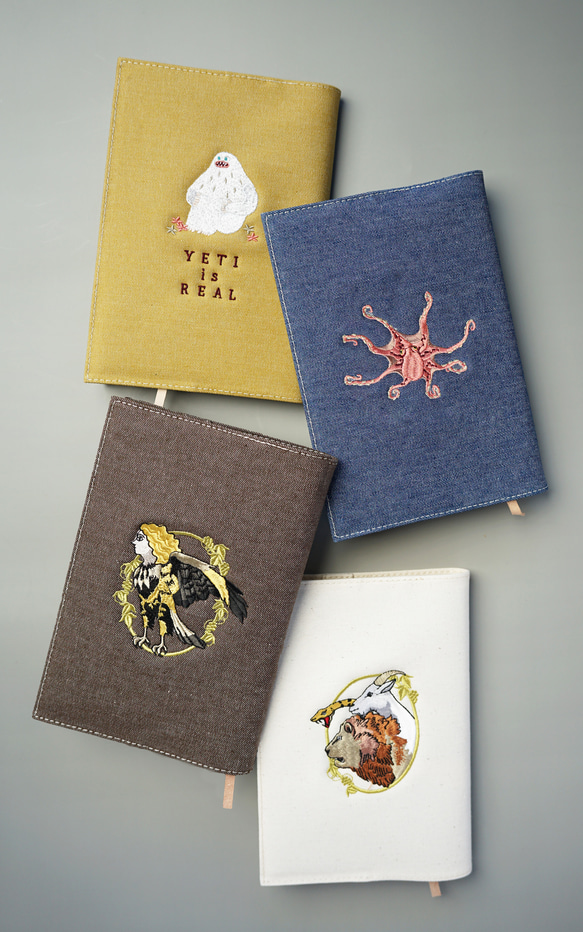 【 四六版 サイズ】ワンポイント刺繍 ブックカバー 日本製