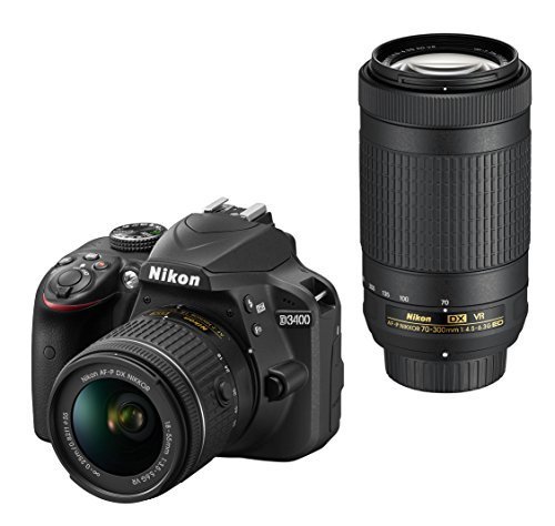 Nikon デジタル一眼レフカメラ D3400 ダブルズームキット ブラック D3400WZBK【中古品】