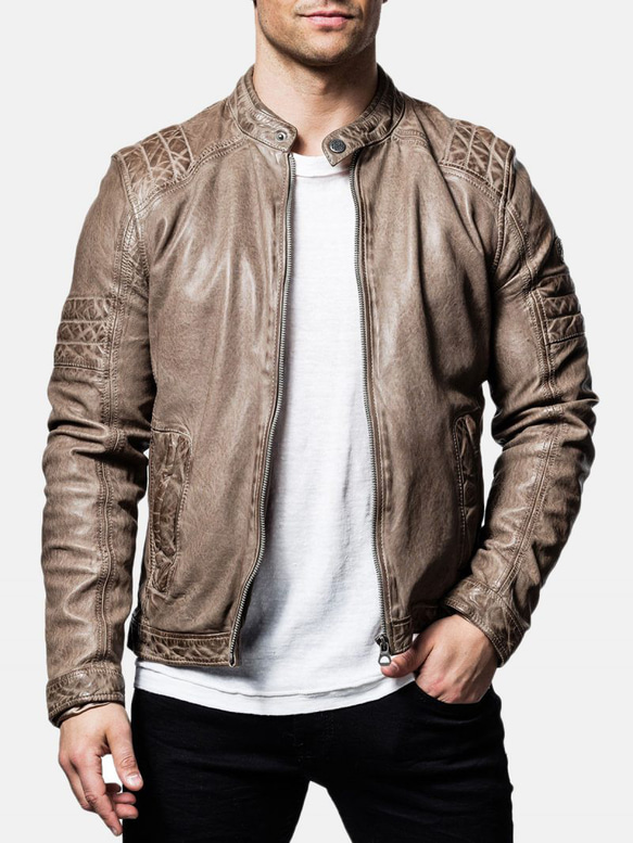 羊革・肩を縫い合わせた羊革のユーズド加工ジャケット Sheep Leather Distressed Jacket