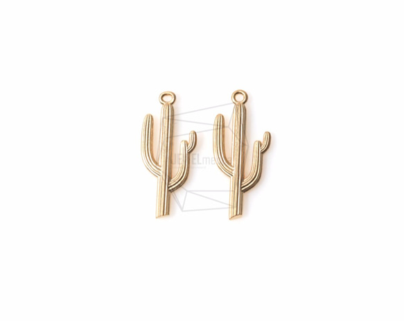 PDT-1077-MG【2個入り】サボテンペンダント,Cactus Pendant/9mm x 19mm