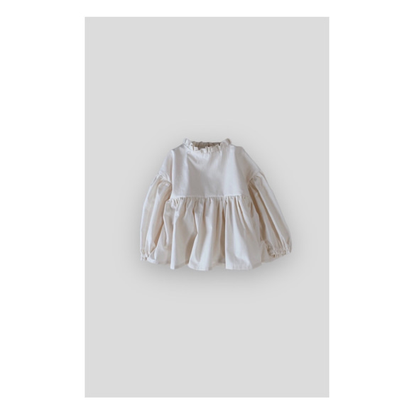 【blouse (white)】秋　おしゃれ　トップス　ベビー　ブラウス　ポワン袖　出産祝い　長袖