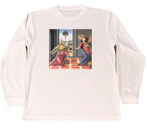 サンドロ・ボッティチェッリ　ドライ　Tシャツ　名画　絵画　アート　グッズ　チェステッロの受胎告知　　ロング　ロンT　長袖