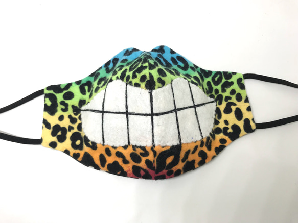 【9月下旬発送予定】KOKEHI375 ”Teeth grin face mask”[rainbow leopard]